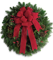 Classic Holiday Wreath from Clermont Florist & Wine Shop, flower shop in Clermont